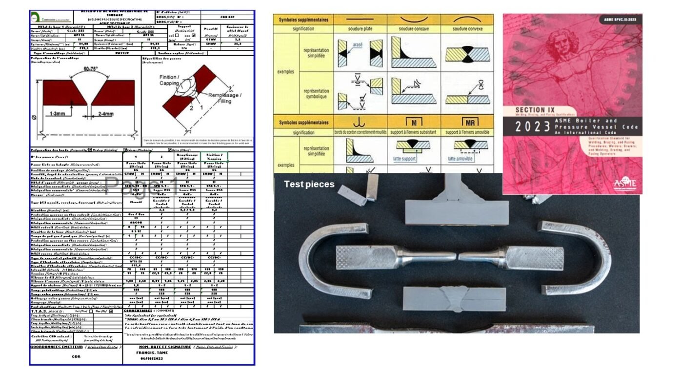 DMOS (WPS) and certification of QMOS (PQR) according to AWS, ASME, ISO ETC